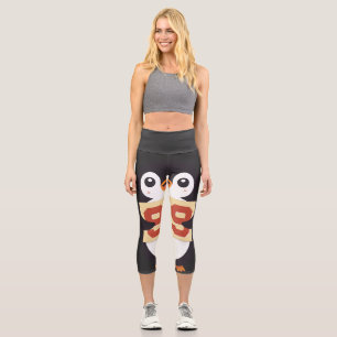 Cute Penguin Holding a Sign Capri Leggings