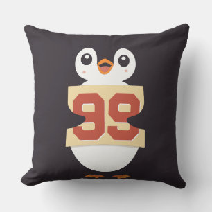 Cute Penguin Holding a Sign Cushion