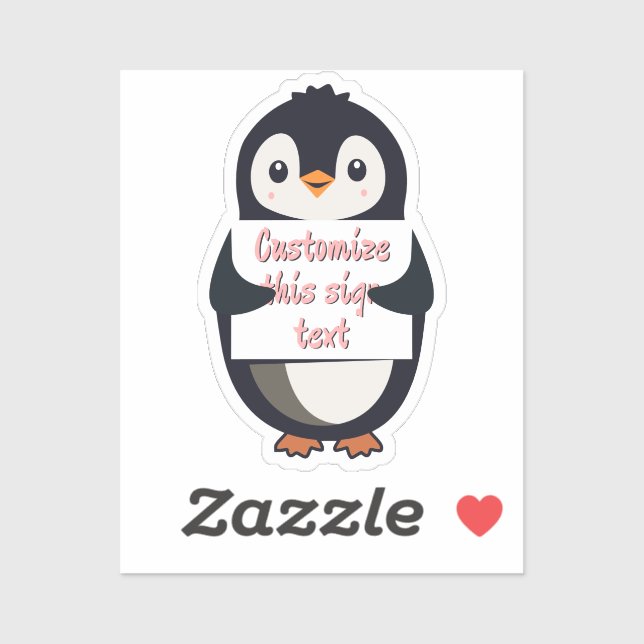 Cute penguin holding a sign for personalized text (Sheet)