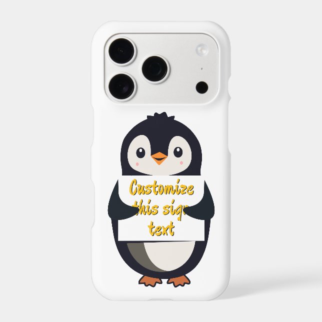 Cute penguin holding a sign for personalized text (Back)
