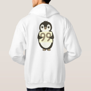 Cute penguin holding sign with the number 99 on it hoodie