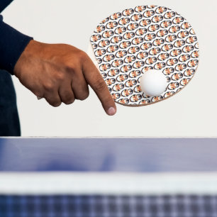 Cute penguin holding sign with the number 99 on it ping pong paddle
