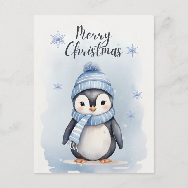 "Cute Penguin" Holiday Postcard (Front)