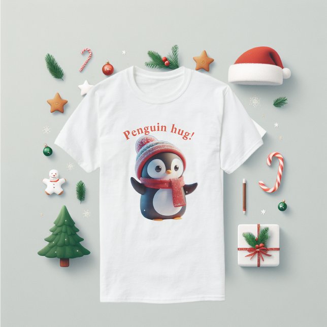 Cute Penguin hugs T-Shirt (Penguin tee shirt fun.)