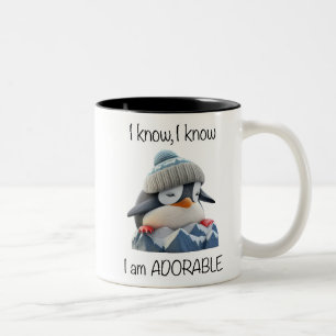 Cute Penguin /I Know I Am Adorable Two-Tone Coffee Mug
