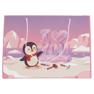 Cute Penguin I Love You Valentine Gift Bag