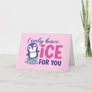 Cute Penguin Ice For You Pun Funny Valentine's Day Holiday Card