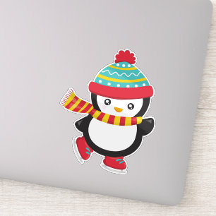 Cute Penguin, Ice Skating Penguin, Hat, Scarf