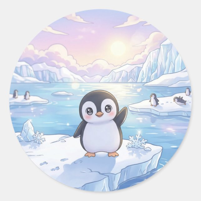 Cute Penguin Iceberg Sticker (Front)