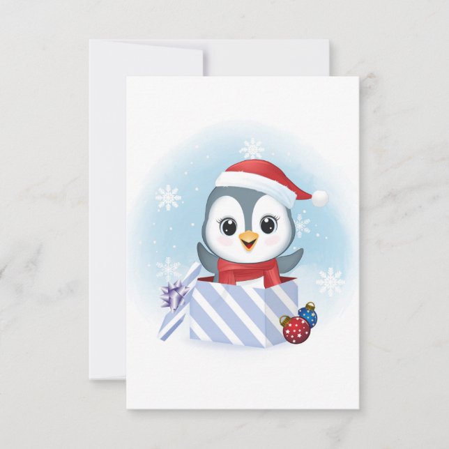 Cute Penguin in gift box Christmas season  (Front)