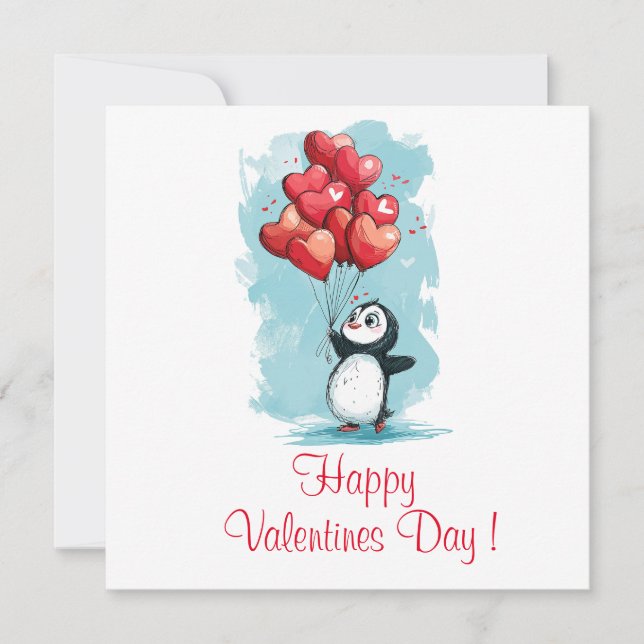 cute penguin in love for valentine's day with hear (Front)