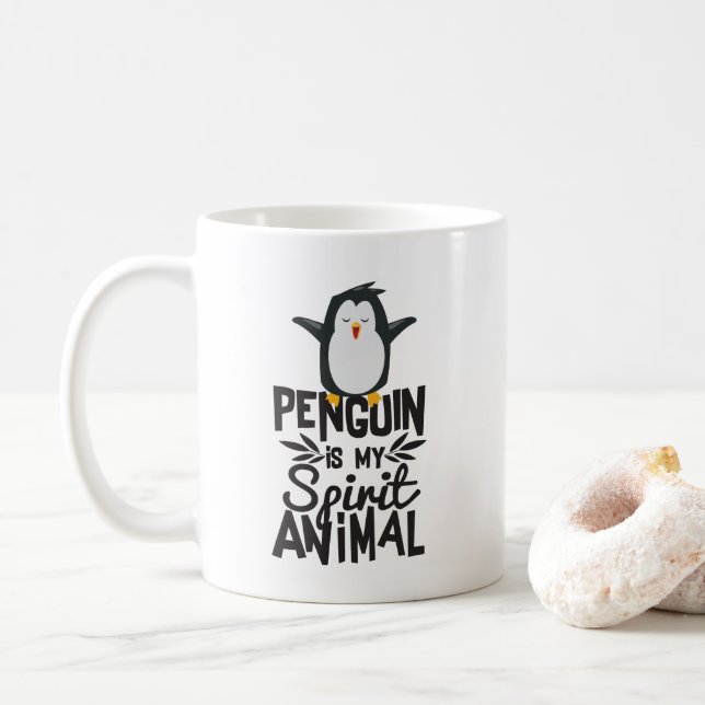 Cute Penguin is My Spirit Animal Funny Quote Mug (With Donut)