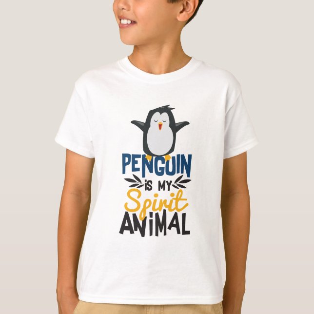 Cute Penguin Is My Spirit Animal Print T-Shirt (Front)
