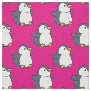 Cute Penguin Kids Cartoon Pink Girls Fabric