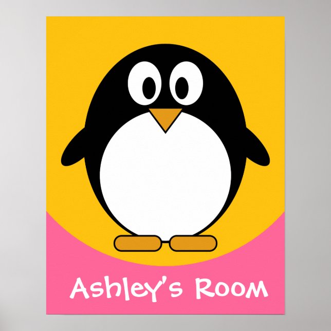 cute penguin kid's door poster (Front)