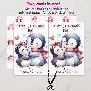 Cute Penguin Kid's Valentine Party Classroom Card