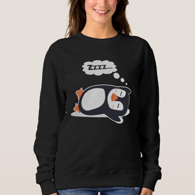Cute Penguin Lazy Sleeping arctic Bird Sweatshirt (Front)