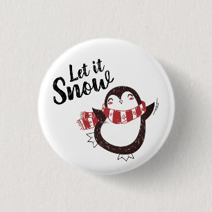 Cute Penguin Let it Snow Christmas 3 Cm Round Badge