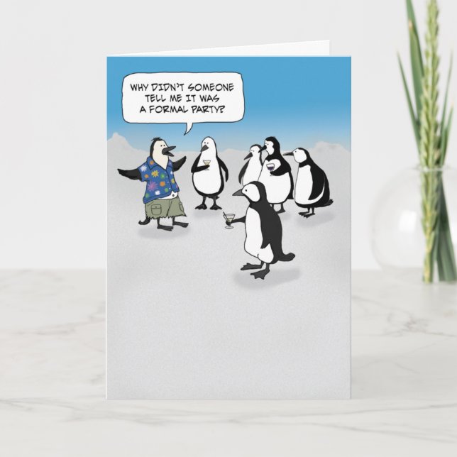Cute Penguin Let's Party Invitation (Front)