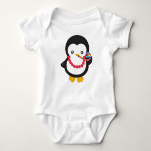 Cute Penguin, Little Penguin, Party Whistle Baby Bodysuit