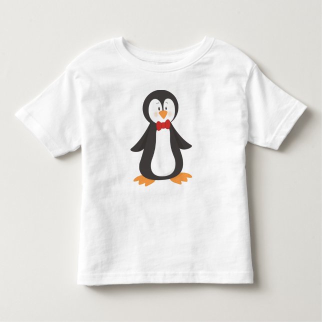 Cute Penguin, Little Penguin, Penguin With Bow Tie Toddler T-Shirt (Front)
