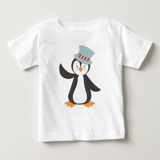 Cute Penguin, Little Penguin, Penguin With Hat Baby T-Shirt (Front)