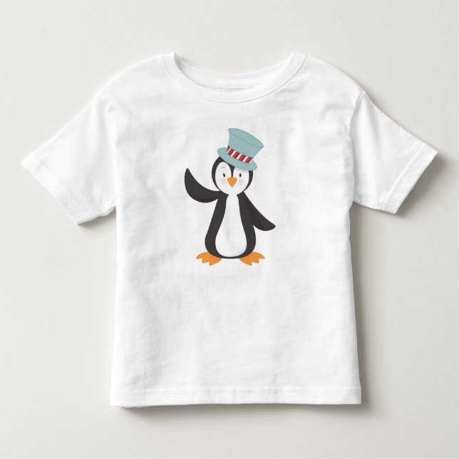 Cute Penguin, Little Penguin, Penguin With Hat Toddler T-Shirt (Front)