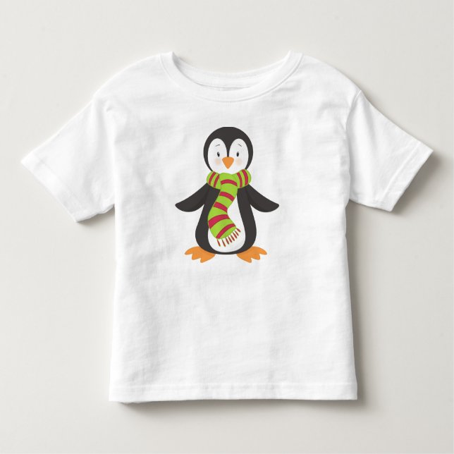 Cute Penguin, Little Penguin, Penguin With Scarf Toddler T-Shirt (Front)