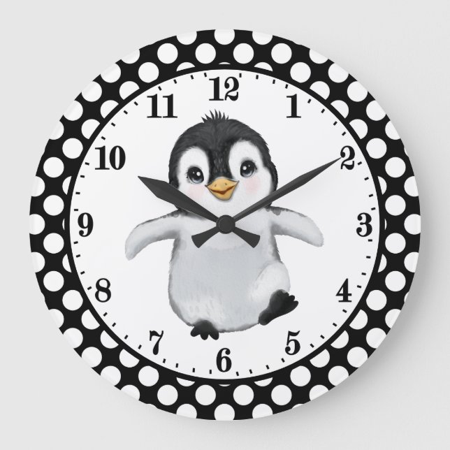 cute penguin lover animal Large Clock  (Front)