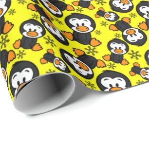 cute penguin lovers tiled  wrapping paper