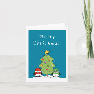 cute penguin merry christmas holiday card