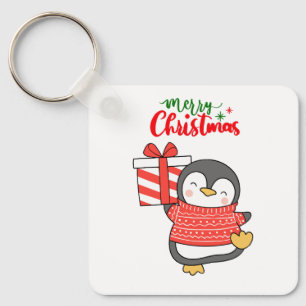 Cute Penguin Merry Christmas  Key Ring