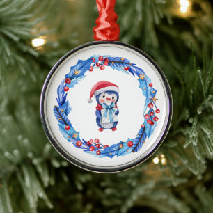 Cute penguin metal ornament
