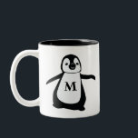 Cute Penguin Monogram Personalised Two-Tone Coffee Mug<br><div class="desc">Enhance your sipping experience with our Cute Penguin Monogram Personalised Mug. This mug is not just a beverage holder; it's a charming and customised accessory that adds a touch of cuteness to your daily routine. The cute penguin monogram design adds a playful and personalised element to the mug. Personalise it...</div>