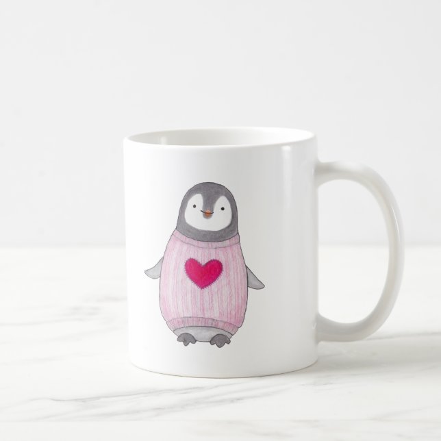 Cute Penguin Mug Personalised Penguin Heart Mug (Right)