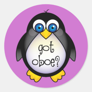Cute Penguin Music Got Oboe Classic Round Sticker