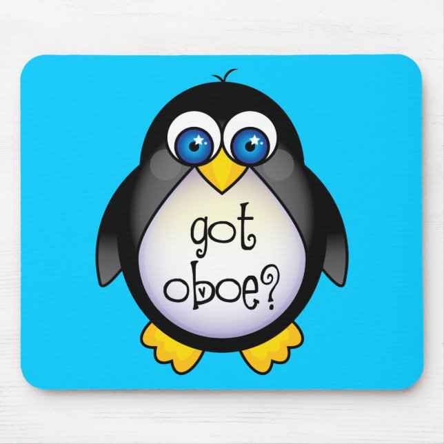 Cute Penguin Music Got Oboe Mouse Pad (Front)