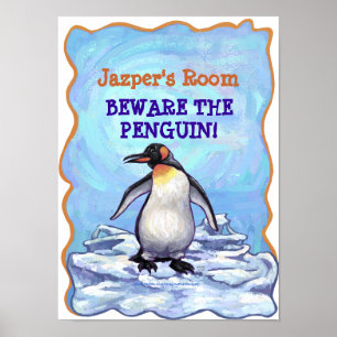 Cute Penguin My Room Personalised Poster