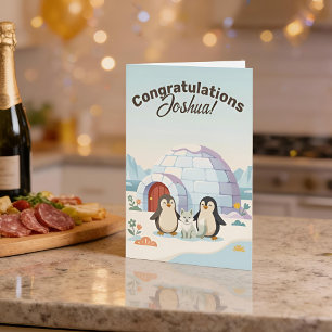 Cute Penguin New Home Personalised Housewarming Card