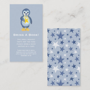 Cute Penguin North Star Baby Shower Book Request Enclosure Card