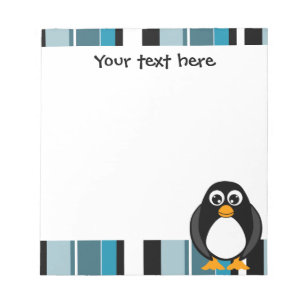 Cute Penguin Notepad - Blue Stripe