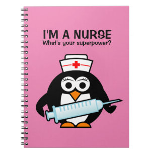 Cute penguin nurse and funny quote spiral notebook