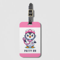 Cute Penguin Nurse Pink Stethoscope Custom