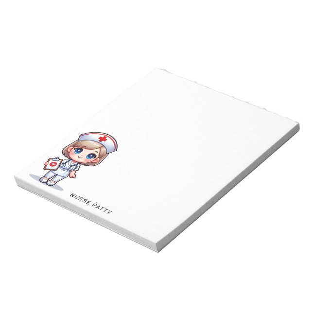 Cute Penguin Nurse Pink Stethoscope Custom Notepad (Rotated)