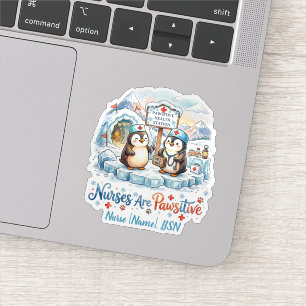 Cute Penguin Nurse Watercolor Personalised Name