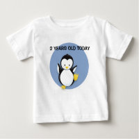 Cute Penguin on Blue Personalised Birthday Shirt
