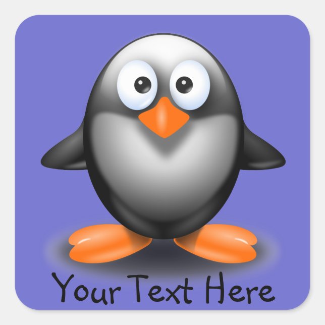 Cute Penguin on Blue Sticker (Front)