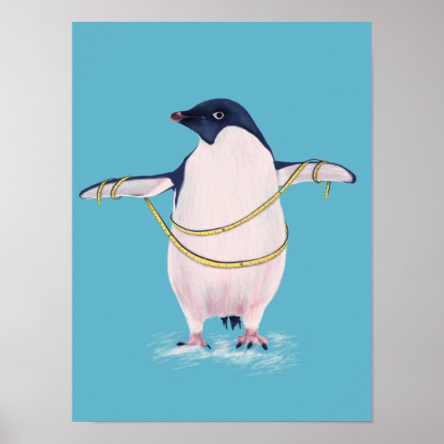 Cute Penguin On Diet Funny Poster (Front)