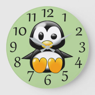 Cute Penguin on Soft Green Wall Clock