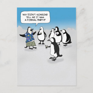 Cute penguin party postcard